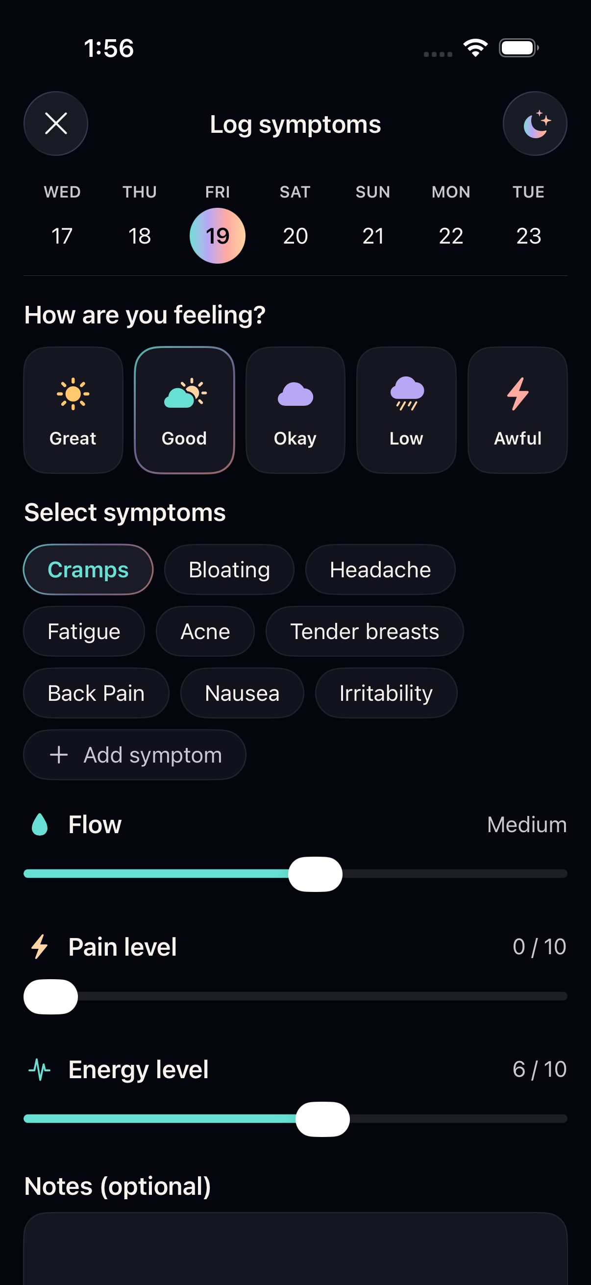 CycleBalance Lunar Calm symptom tracking